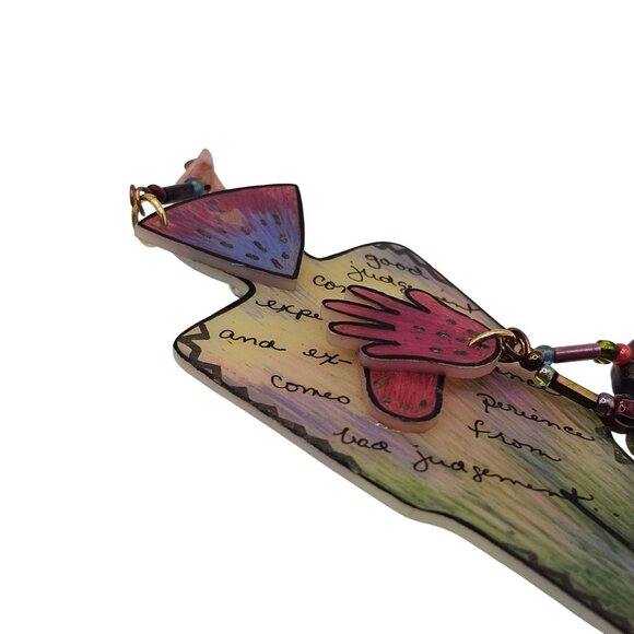 Handmade 90s Brooch Signed Artesian Silhouette Person Indie Pin City Urban - Picture 7 of 11